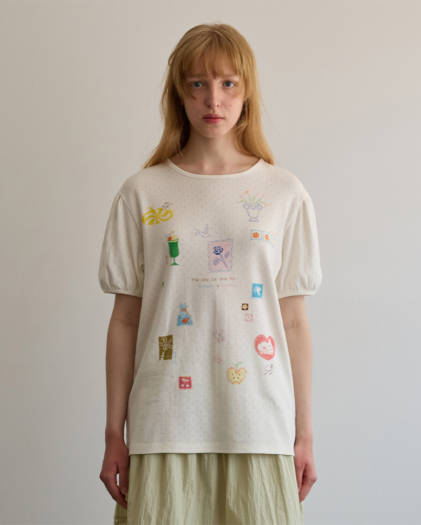 Diary Puff T-Shirt, Cream