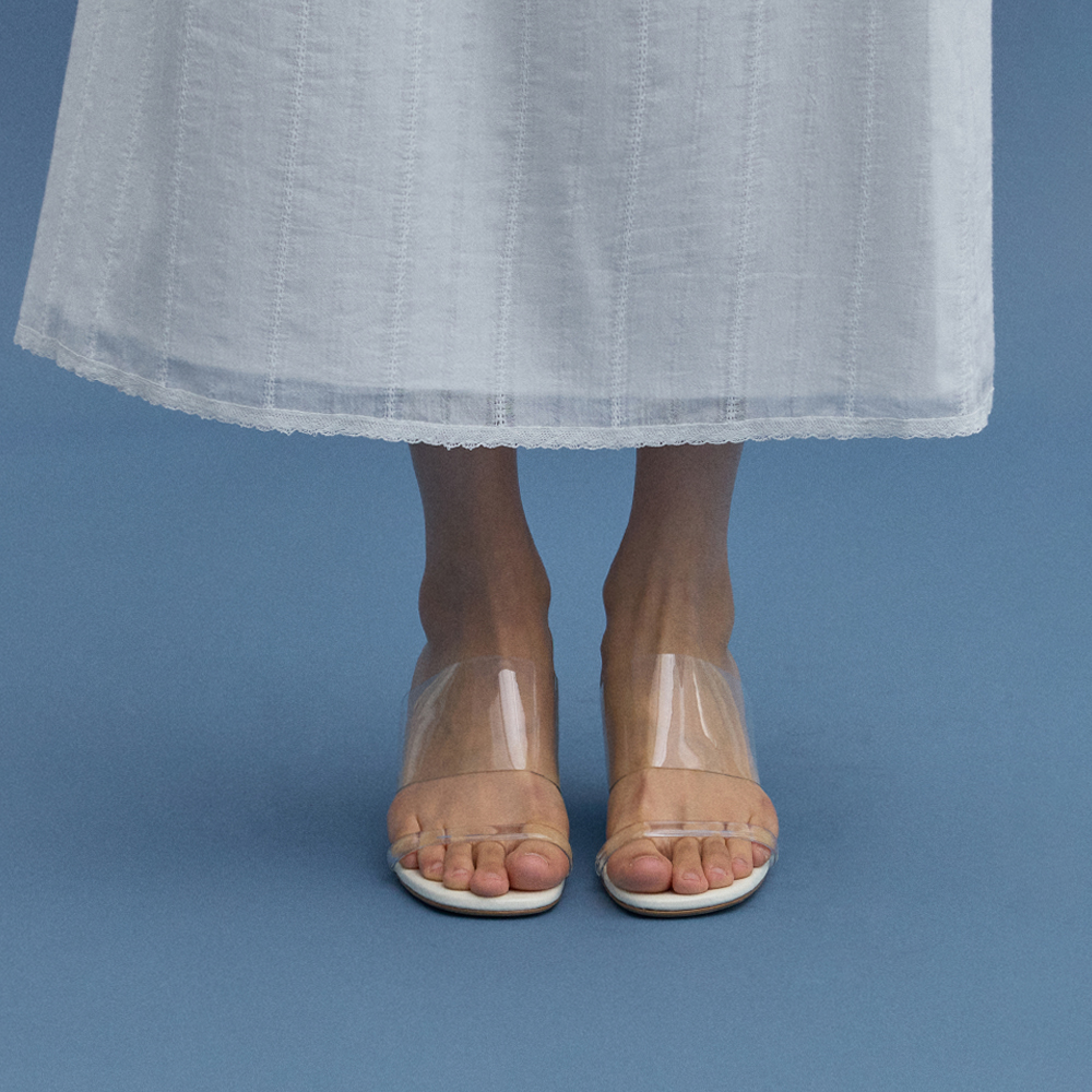 CLEAR WEDGE MULE (IVORY)
