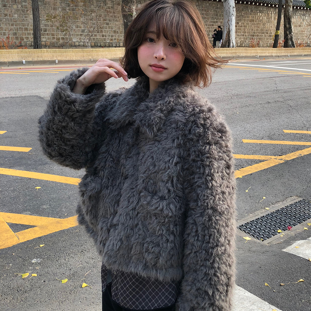 CHALLI FUR JACKET (ASH GRAY)