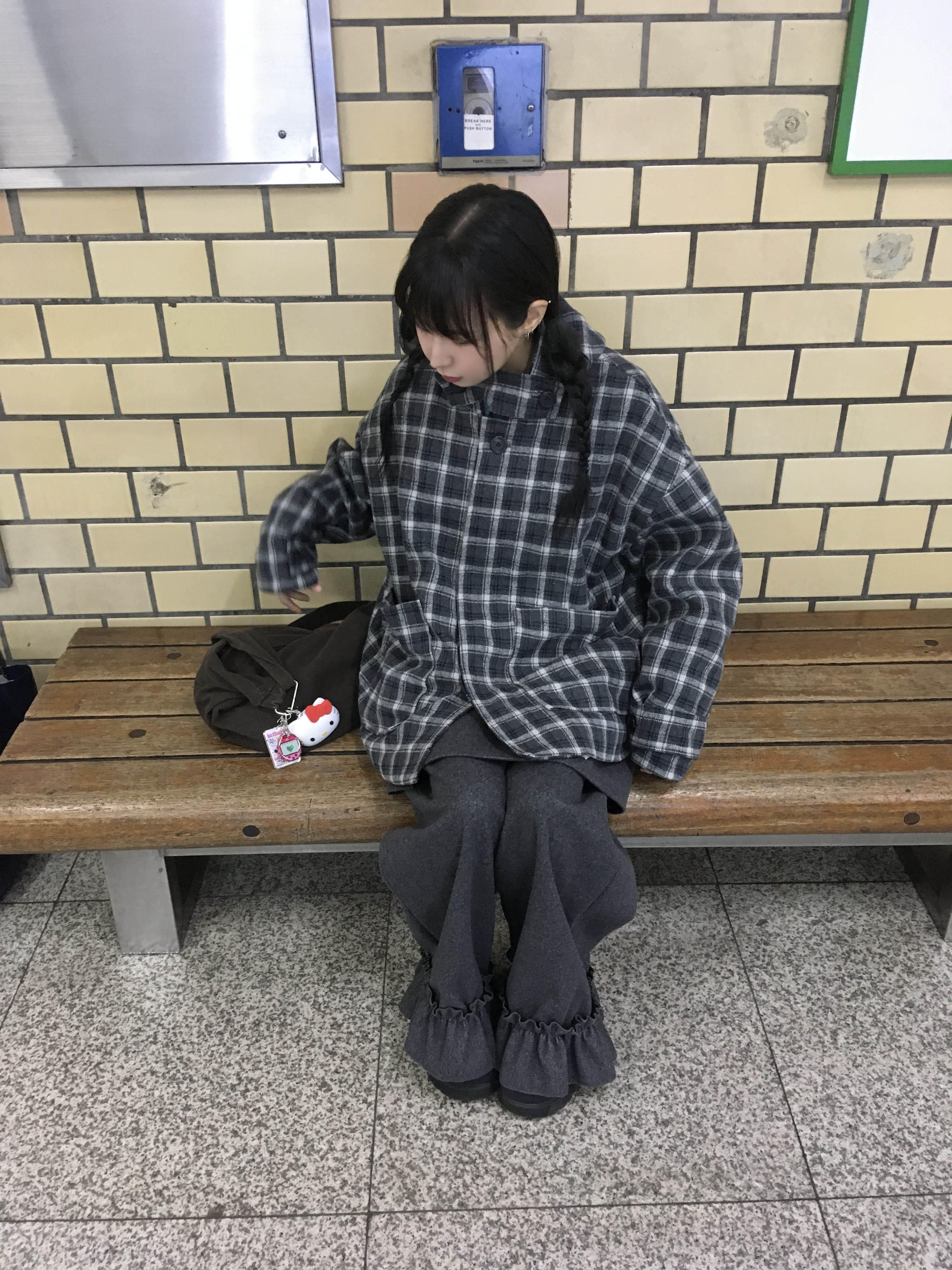 3 color) チェック柄 フード付き コート | ファッション通販サイト NUGU