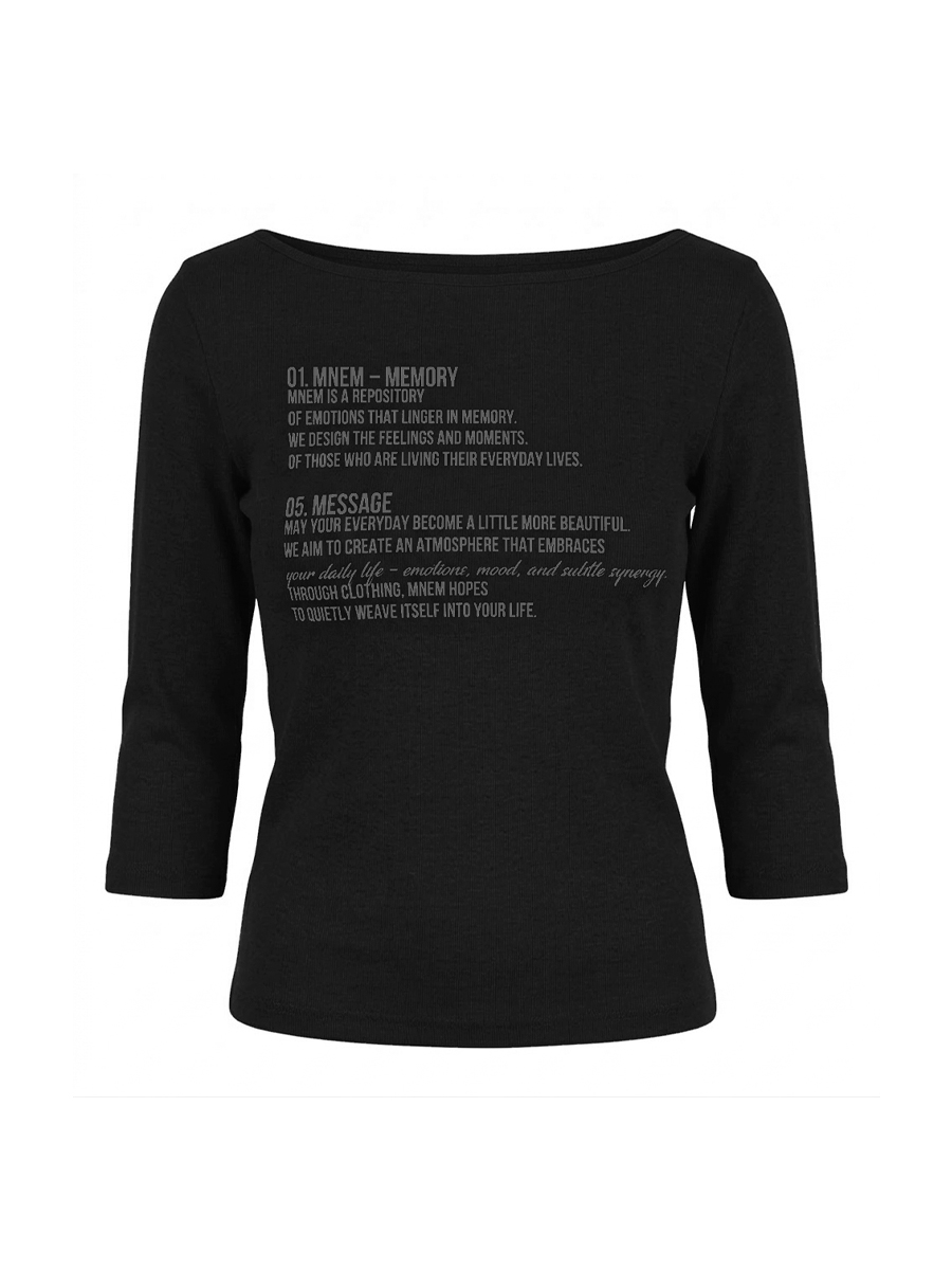 [mnem] Essential Printed 3/4 Sleeve Tee (black)