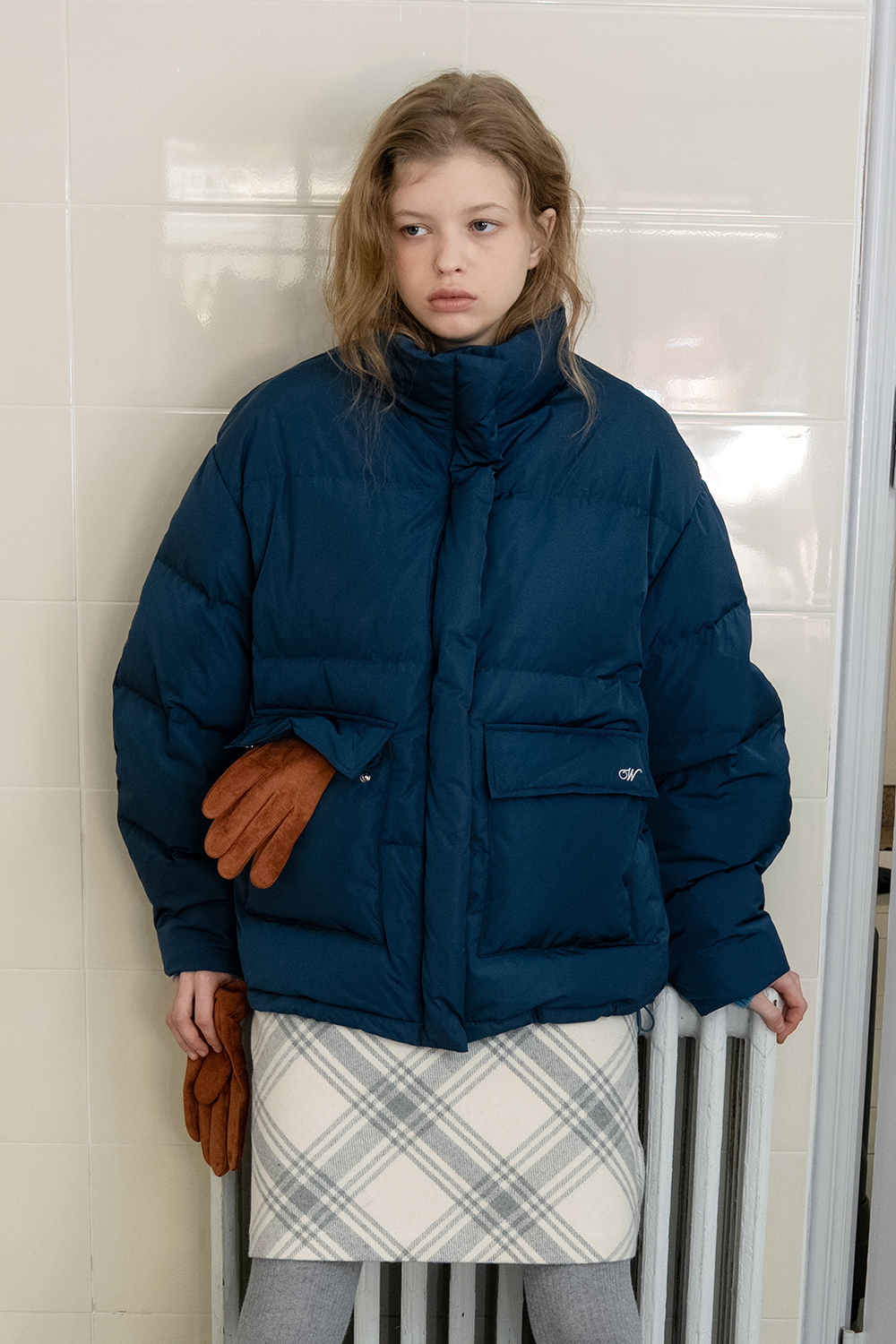 Pocket down padding_bluish green