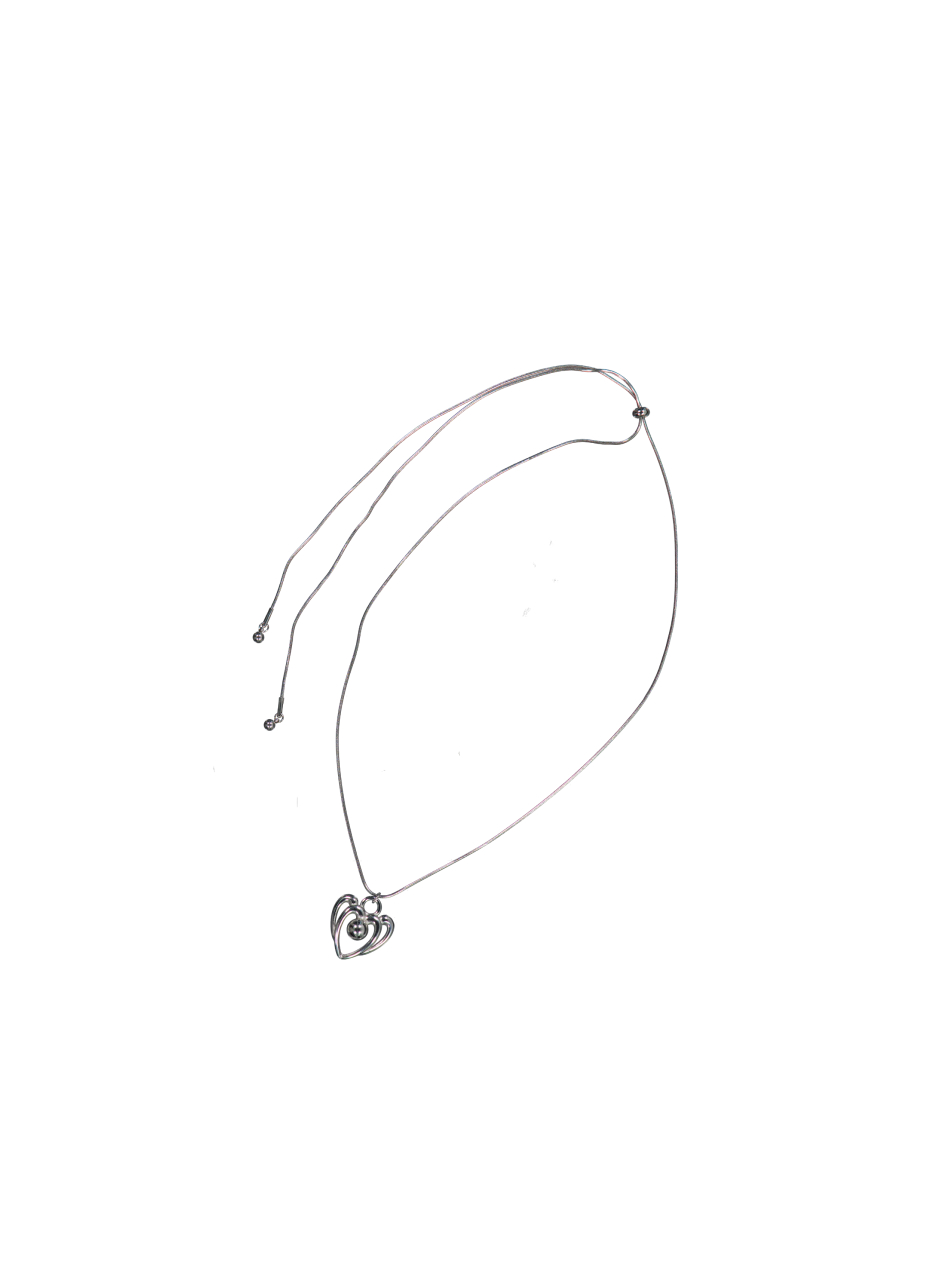 HEART SLIDE BALL NECKLACE / SILVER