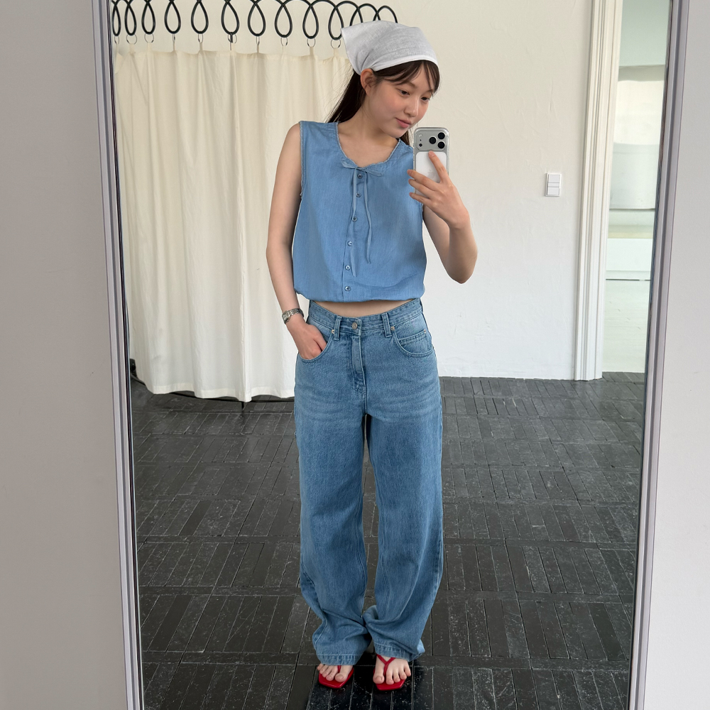 HATCH WORK DENIM PANTS (BRUSH BLUE)