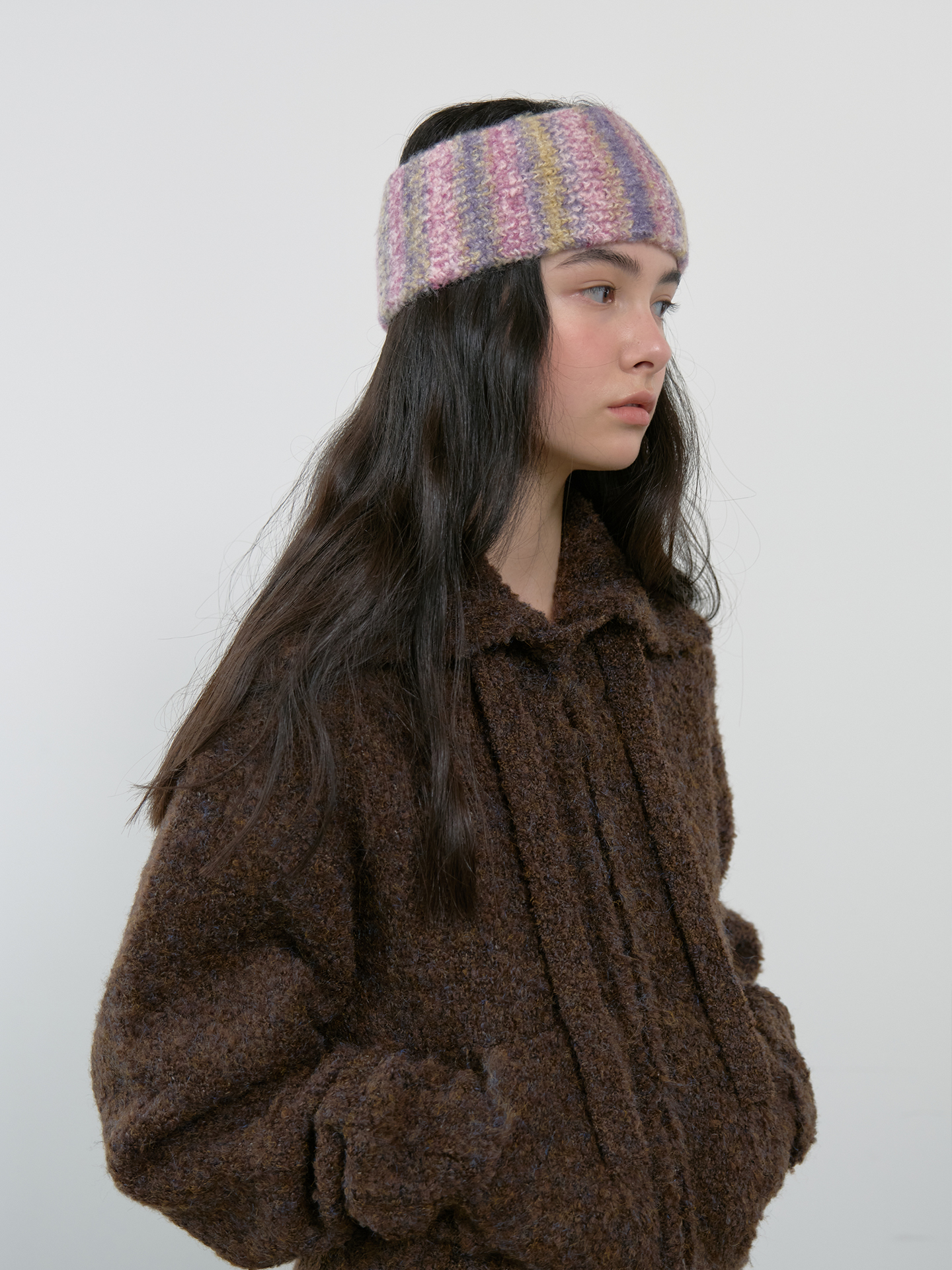 STRIPE HAIR BAND_DUST PLUM MIX