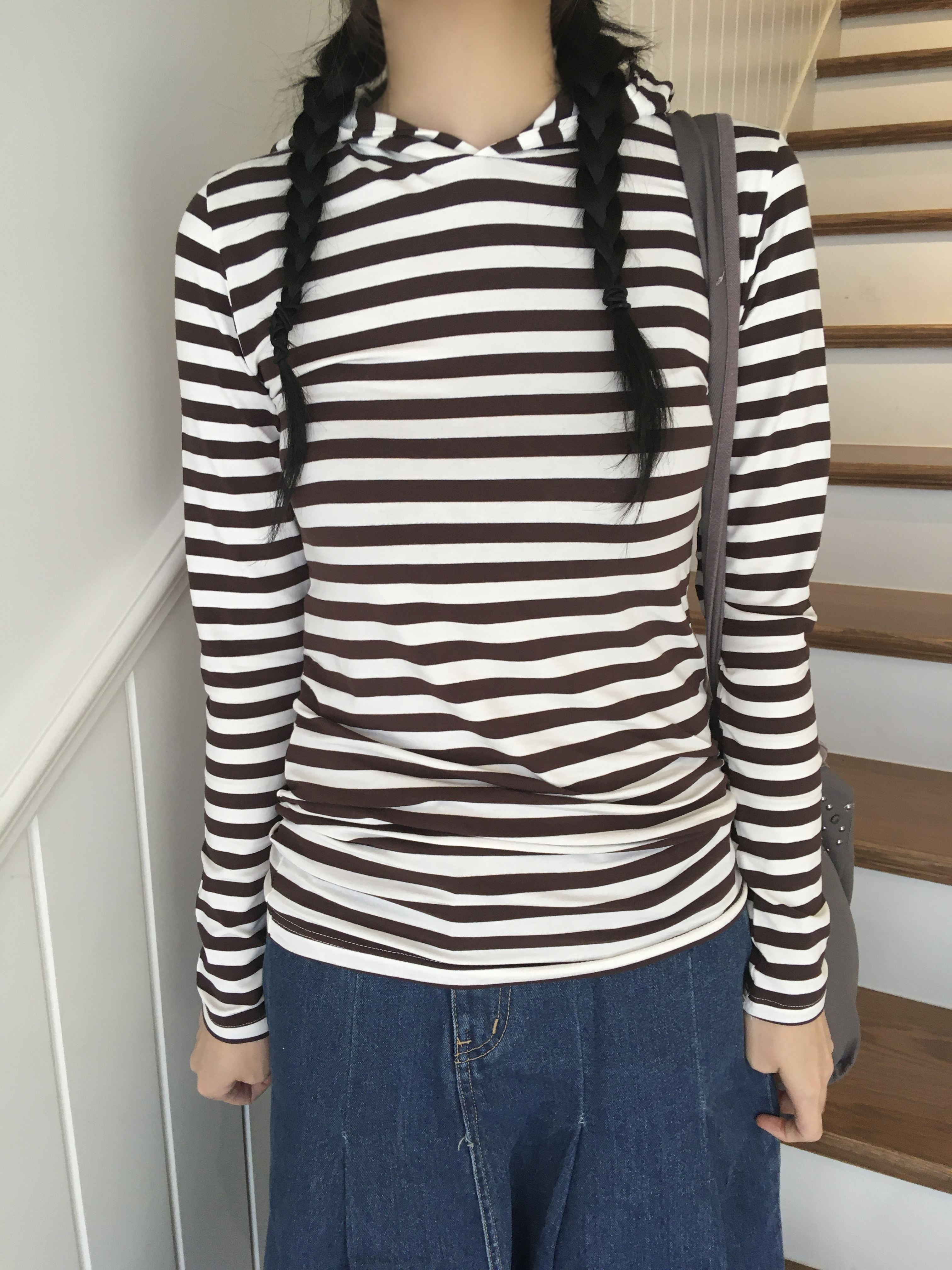 blancvert ストライプ フード付きパーカー ストライプフードパーカー | ファッション通販サイト NUGU