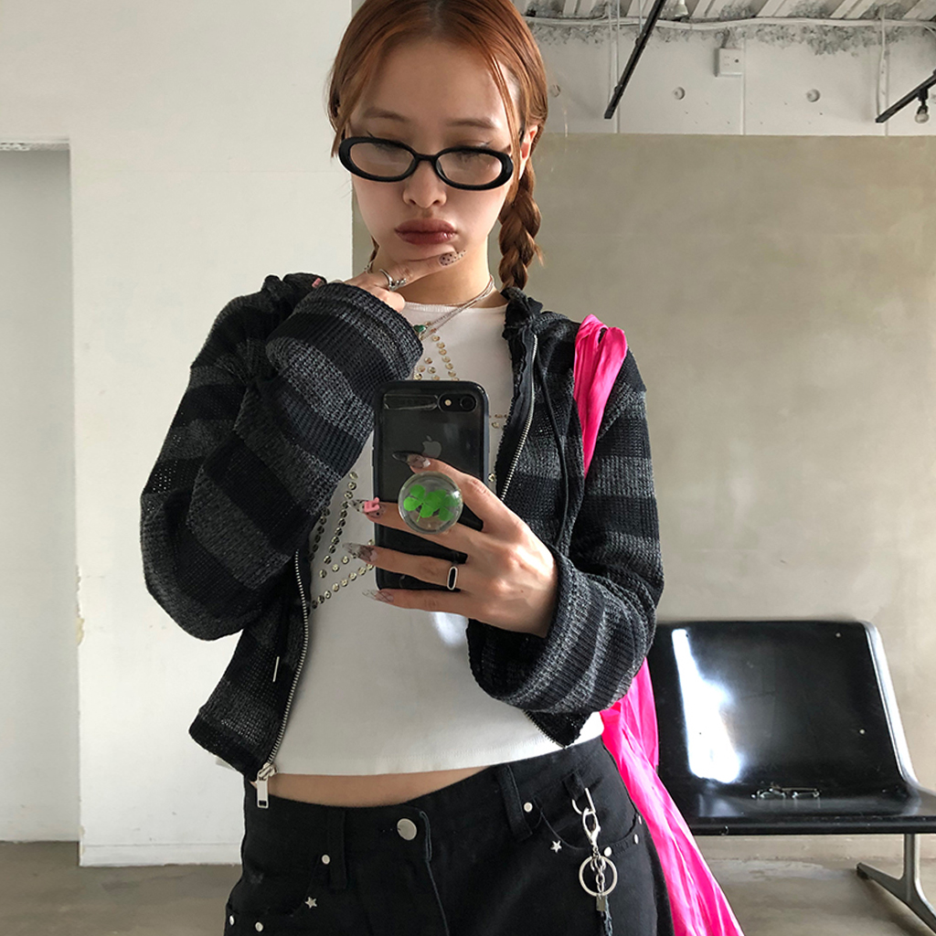 ボーダーフーディジップアップパーカー | ファッション通販サイト NUGU