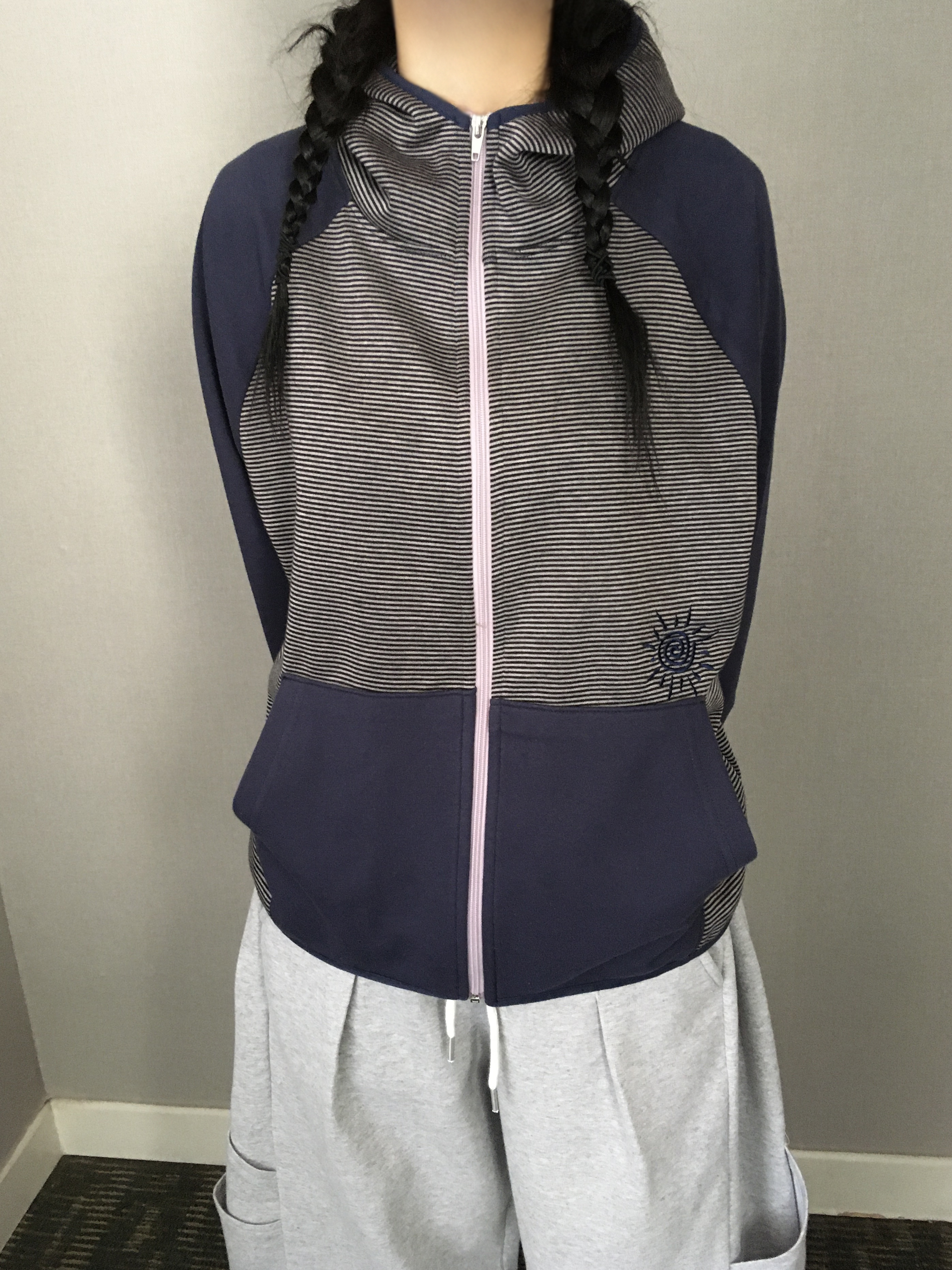 (4 color) ボーダージップアップパーカー