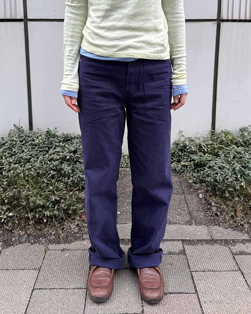 ヘリンボーンワイドコットンパンツ