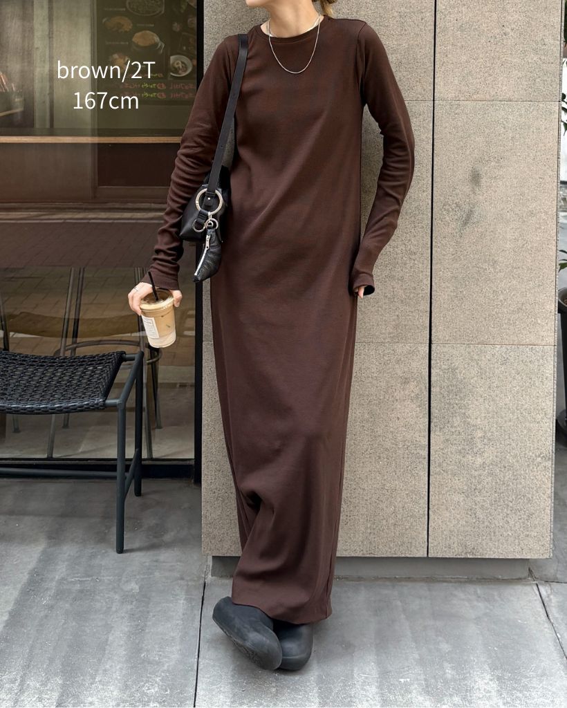 TALL/2Tサイズあり】カットリブロングワンピース | ファッション通販