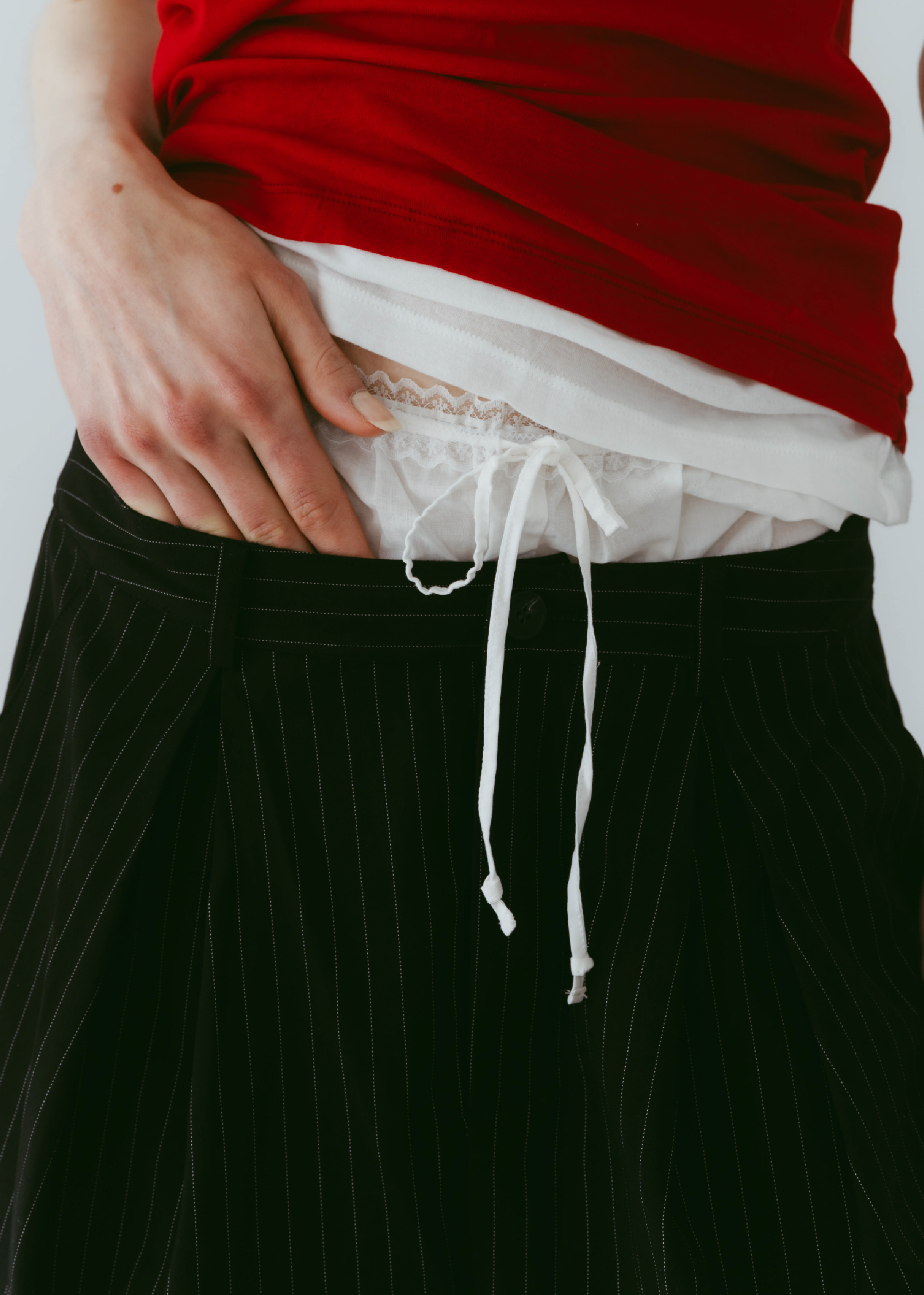 ストライプレイヤードパンツ