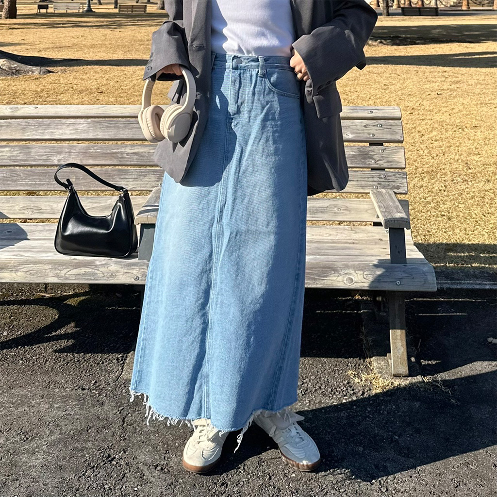 Aラインスリットマキシデニムスカート | ファッション通販サイト