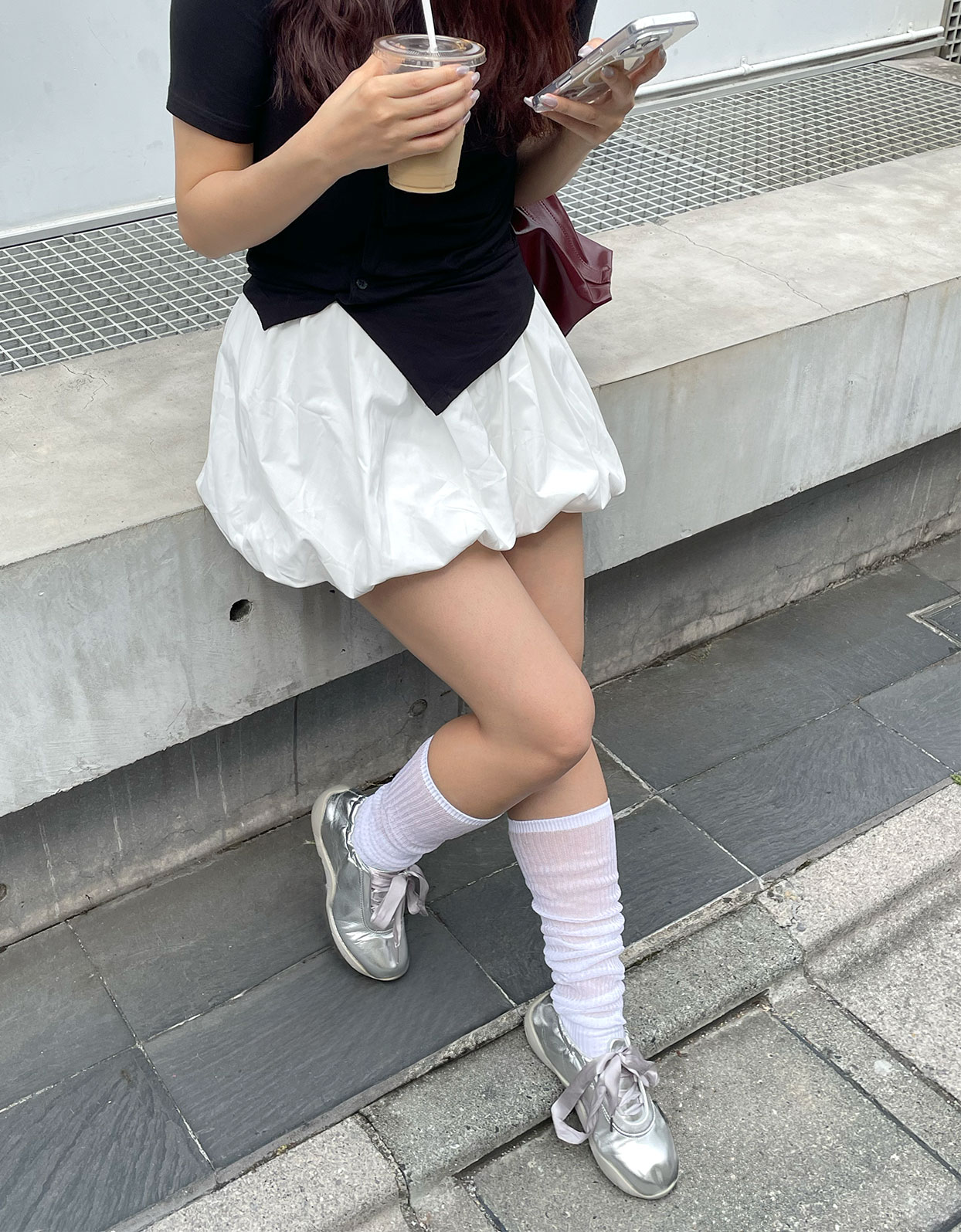 コットンガーゼリブハイソックス