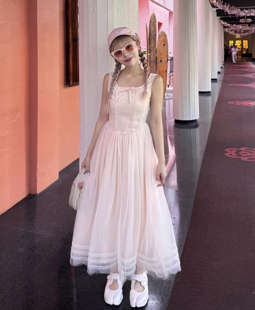 Ballerina” corset tulle long one-piece | ファッション通販