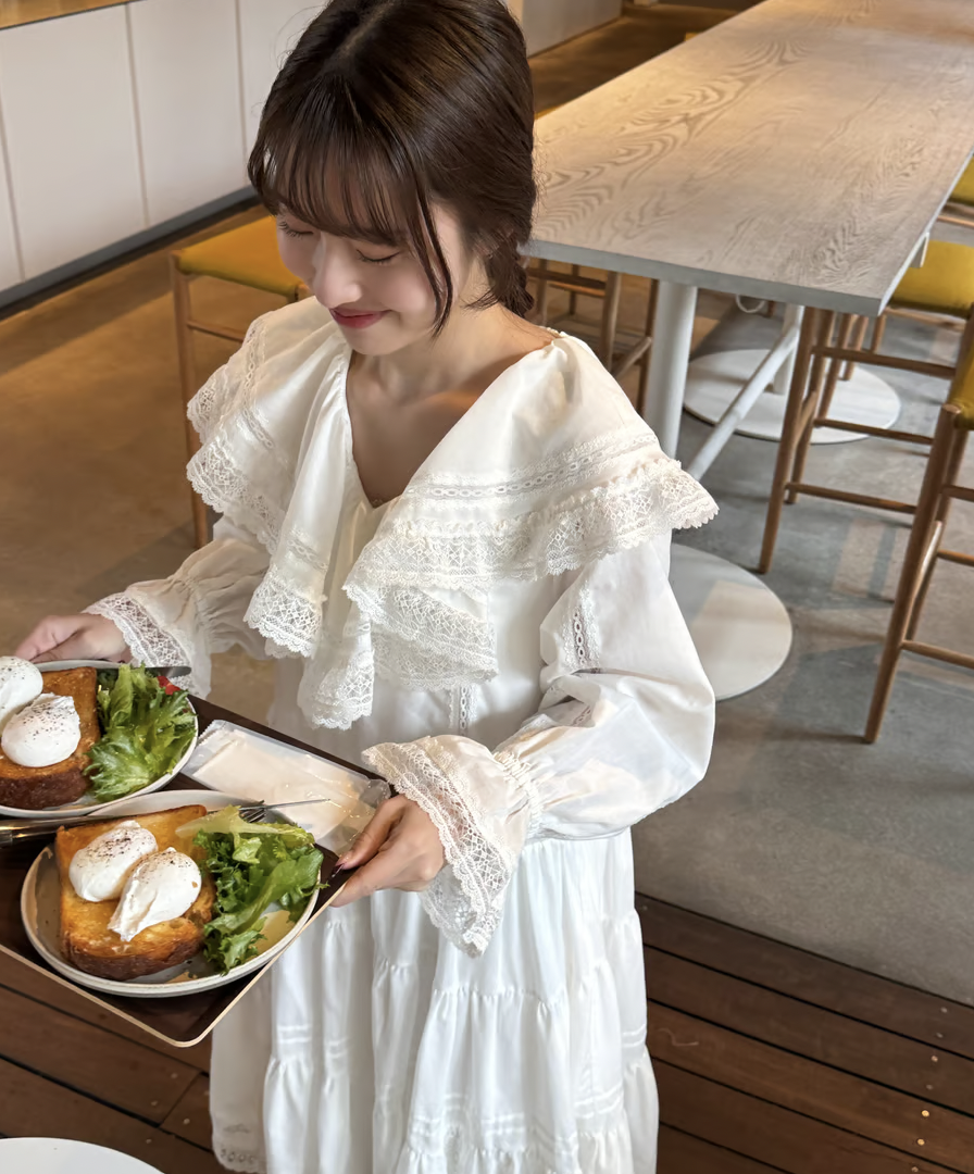 ワンピース lace frill collar cotton long one piece ワンピース lace frill collar cotton long one piece lace frill