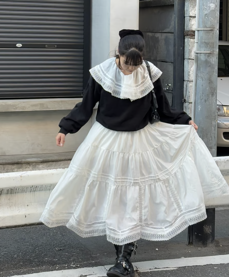 ワンピース lace frill collar cotton long one piece lace frill collar cotton long one piece | ファッション通販