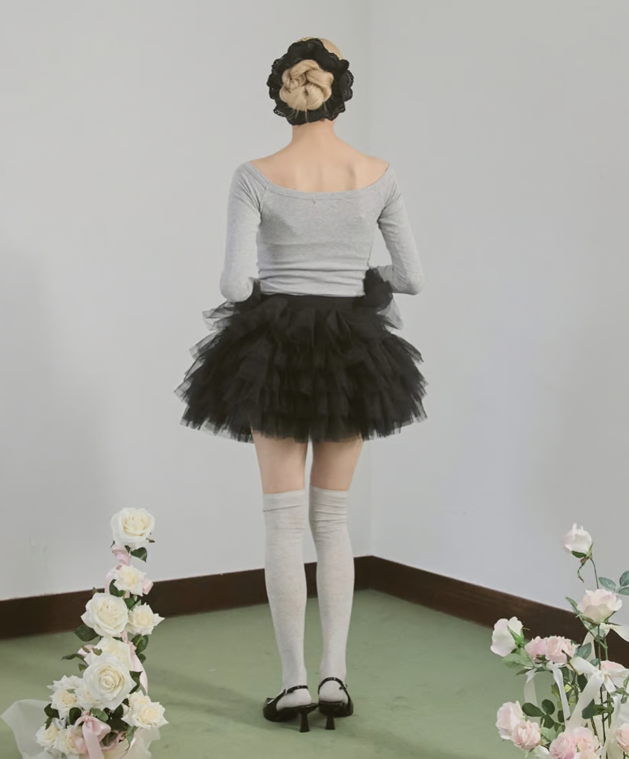 スカート Ballerina volume tulle balloon skirt Ballerina