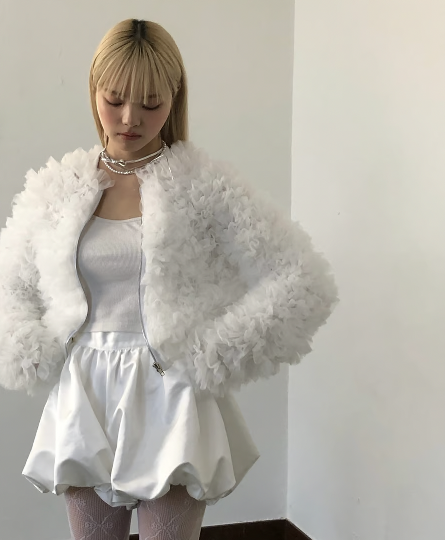 Ballerina\" volume tulle jacket ホワイト Ballerina