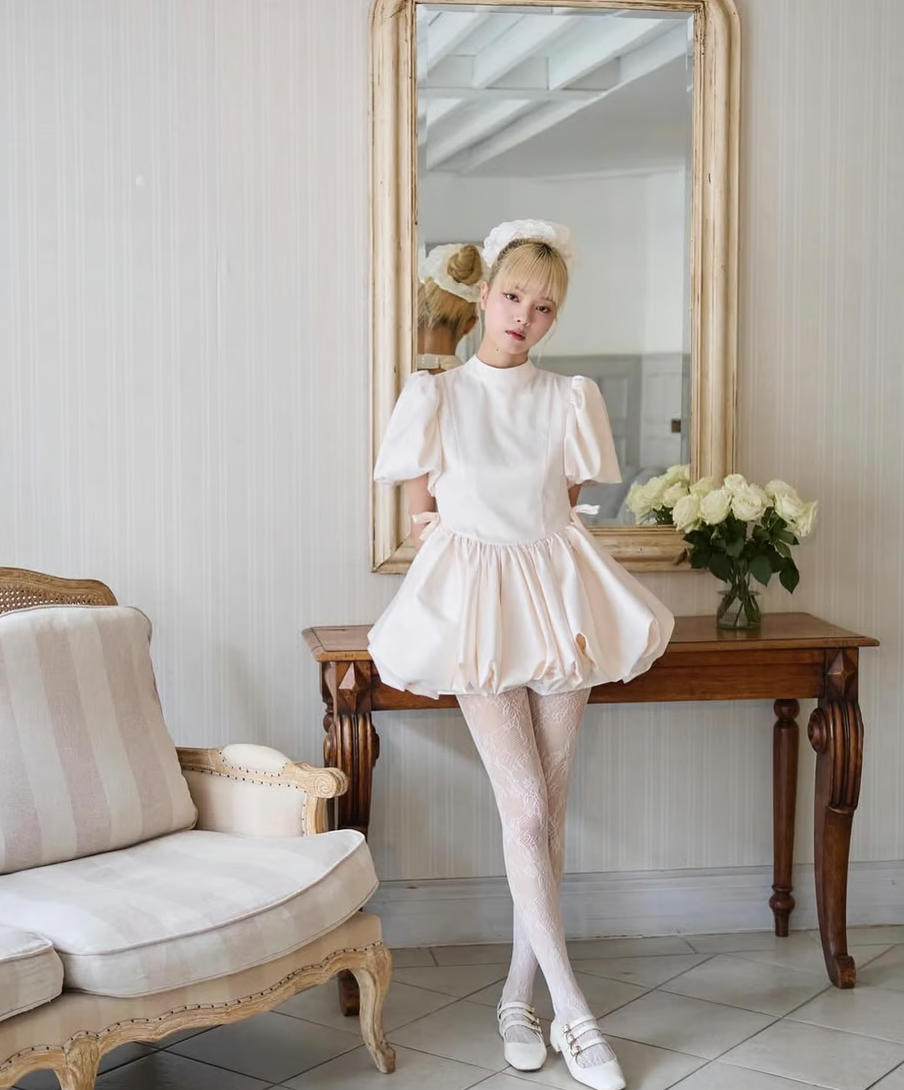 treat ürself サテンバルーンペプラムミニワンピース treat ürself サテンバルーンペプラムミニワンピース