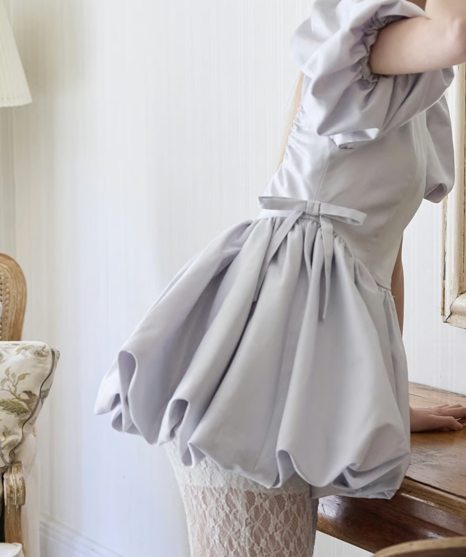 ワンピース satin balloon peplum mini one-piece satin balloon peplum mini one-piece | ファッション通販サイト NUGU