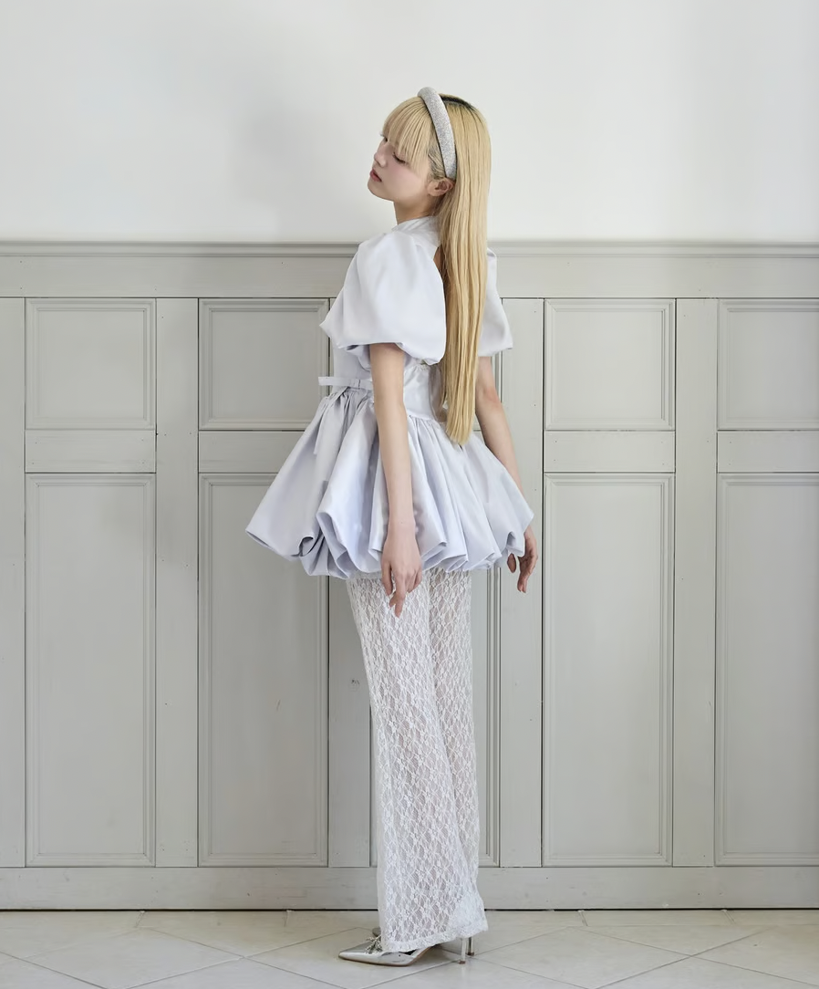 ワンピース satin balloon peplum mini one-piece satin balloon peplum mini one-piece | ファッション通販サイト NUGU