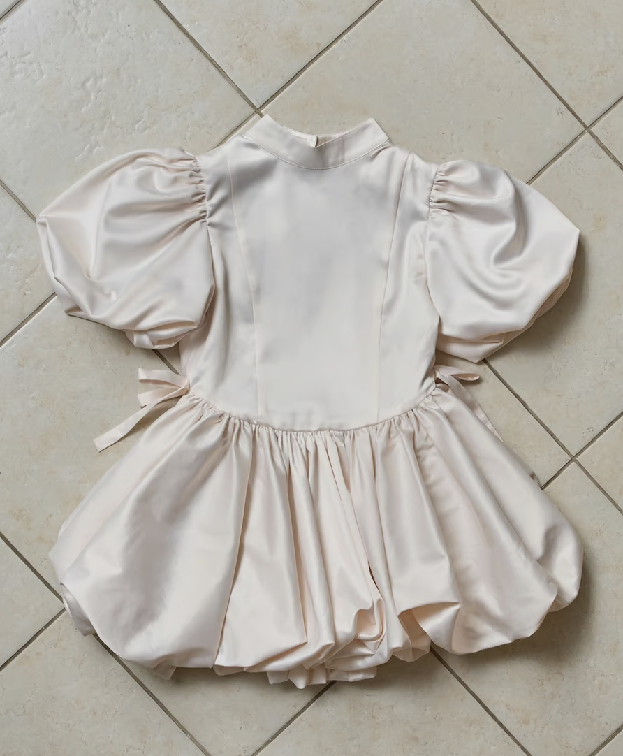 satin balloon peplum mini one-piece | ファッション通販サイト