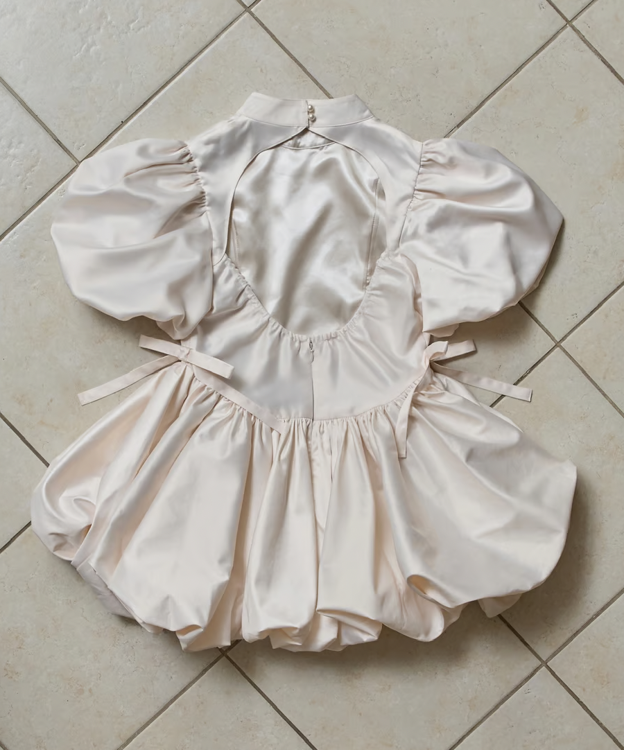 ワンピース satin balloon peplum mini one-piece satin balloon peplum mini one-piece | ファッション通販サイト