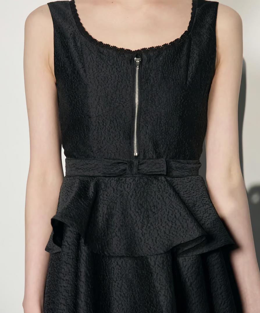 ribbon peplum jacquard one-piece | ファッション通販サイト NUGU