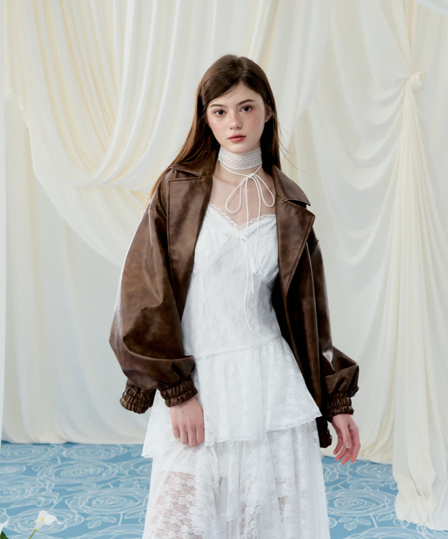 Back Ribbon leather jacket | ファッション通販サイト NUGU