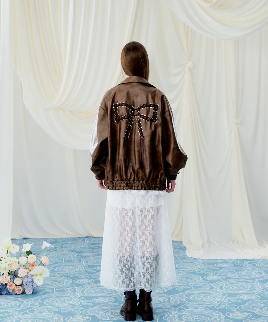 Back Ribbon leather jacket | ファッション通販サイト NUGU
