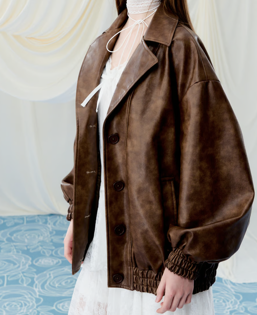 DIRK BIKKEMBERGS レディースリブ編みガウン風襟ジャケット未使用 スカリー レディース フリンジ 刺繍 レザー ジャケット