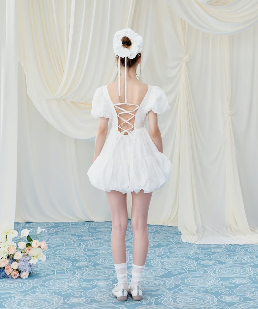 ワンピース Flower petal jacquard balloon one-piece Flower petal jacquard balloon one-piece | ファッション通販