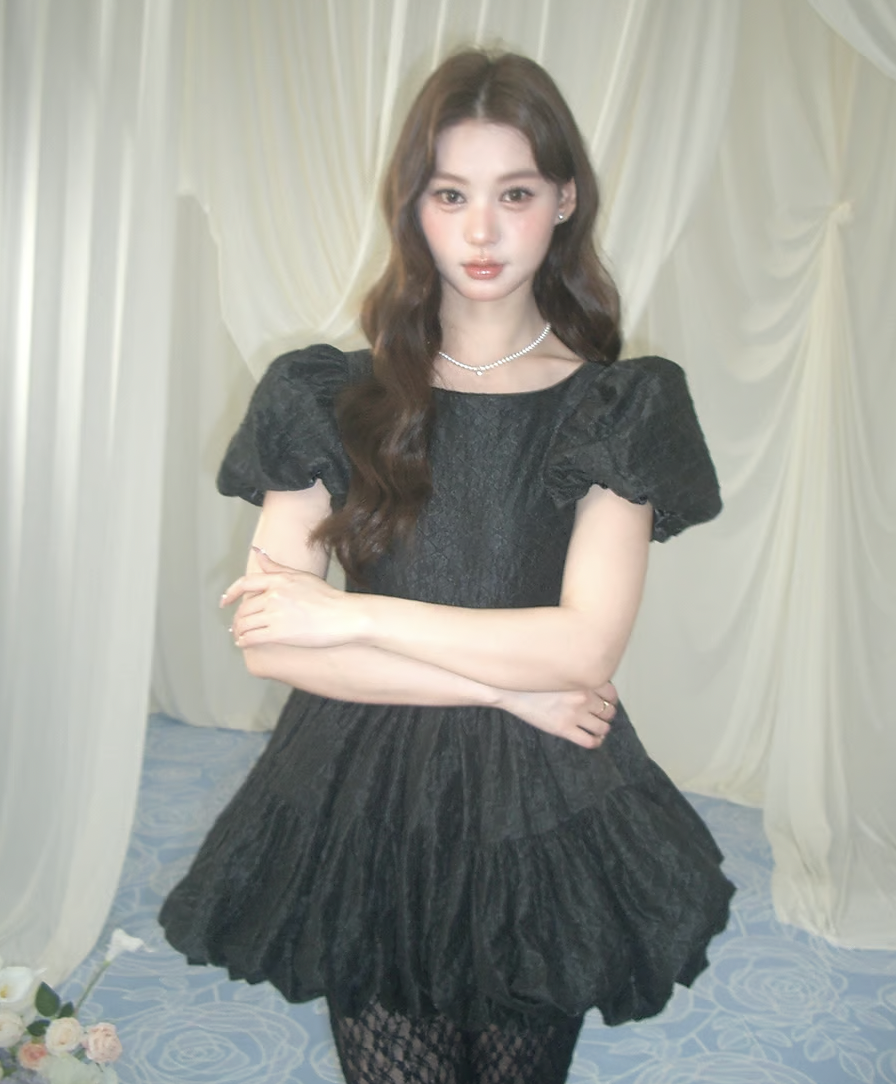 Flower petal jacquard balloon one-piece | ファッション通販