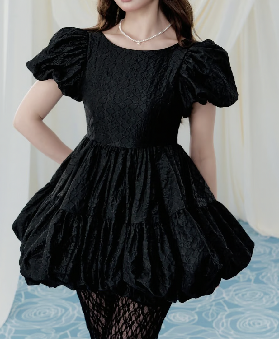 Flower petal jacquard balloon one-piece | ファッション通販サイト NUGU