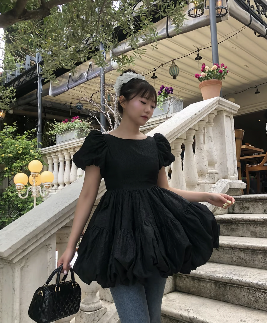 ワンピース Flower petal jacquard balloon one-piece Flower petal jacquard balloon one-piece | ファッション通販
