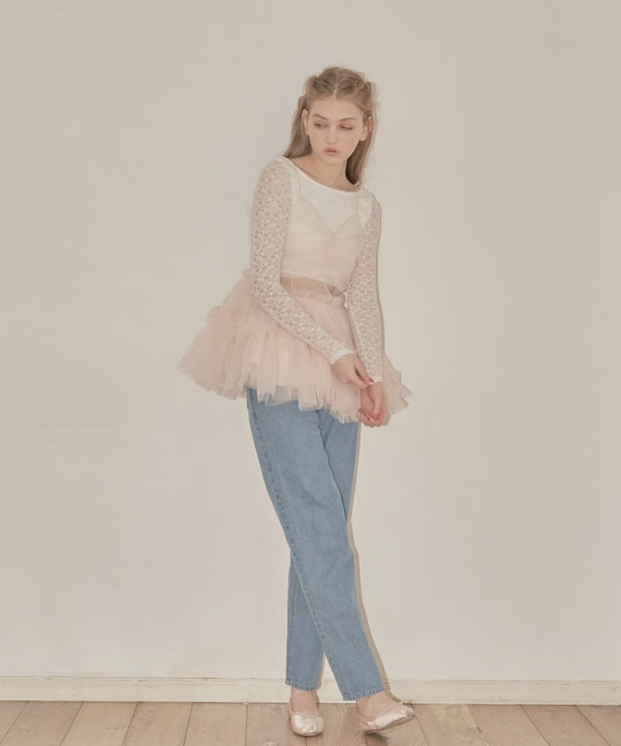 トップス ballerina fairy tulle peplum tops mint Ballerina