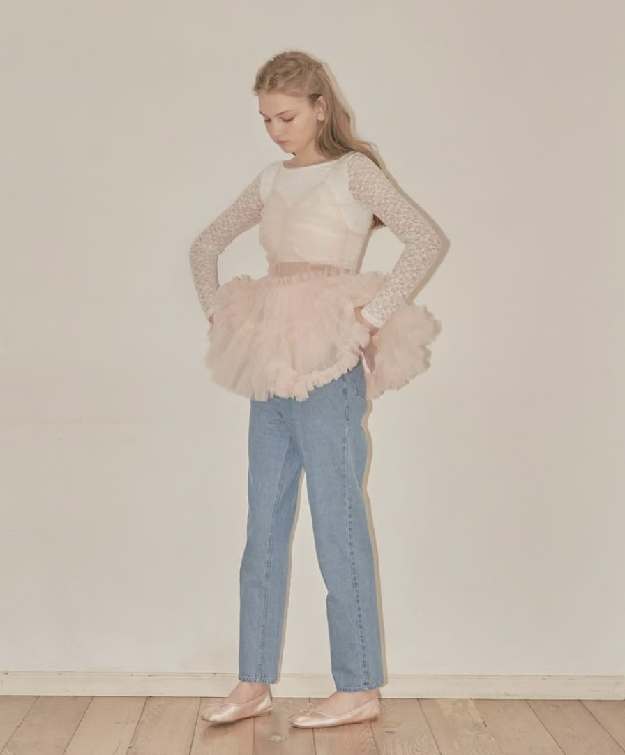 トップス Ballerina fairy tulle peplum tops Ballerina