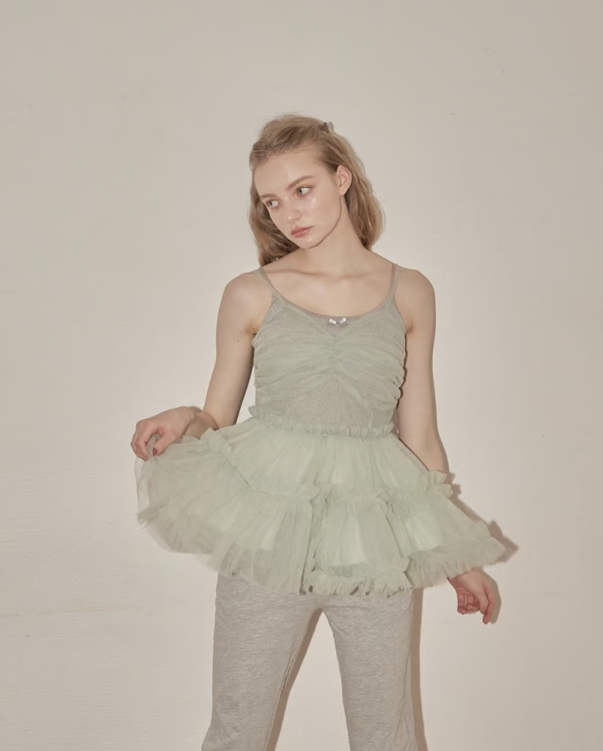 トップス Ballerina fairy tulle peplum tops pink Ballerina
