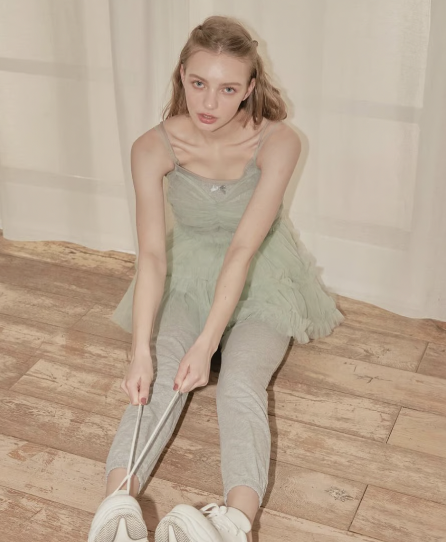 Ballerina fairy tulle peplum tops(mint） Ballerina