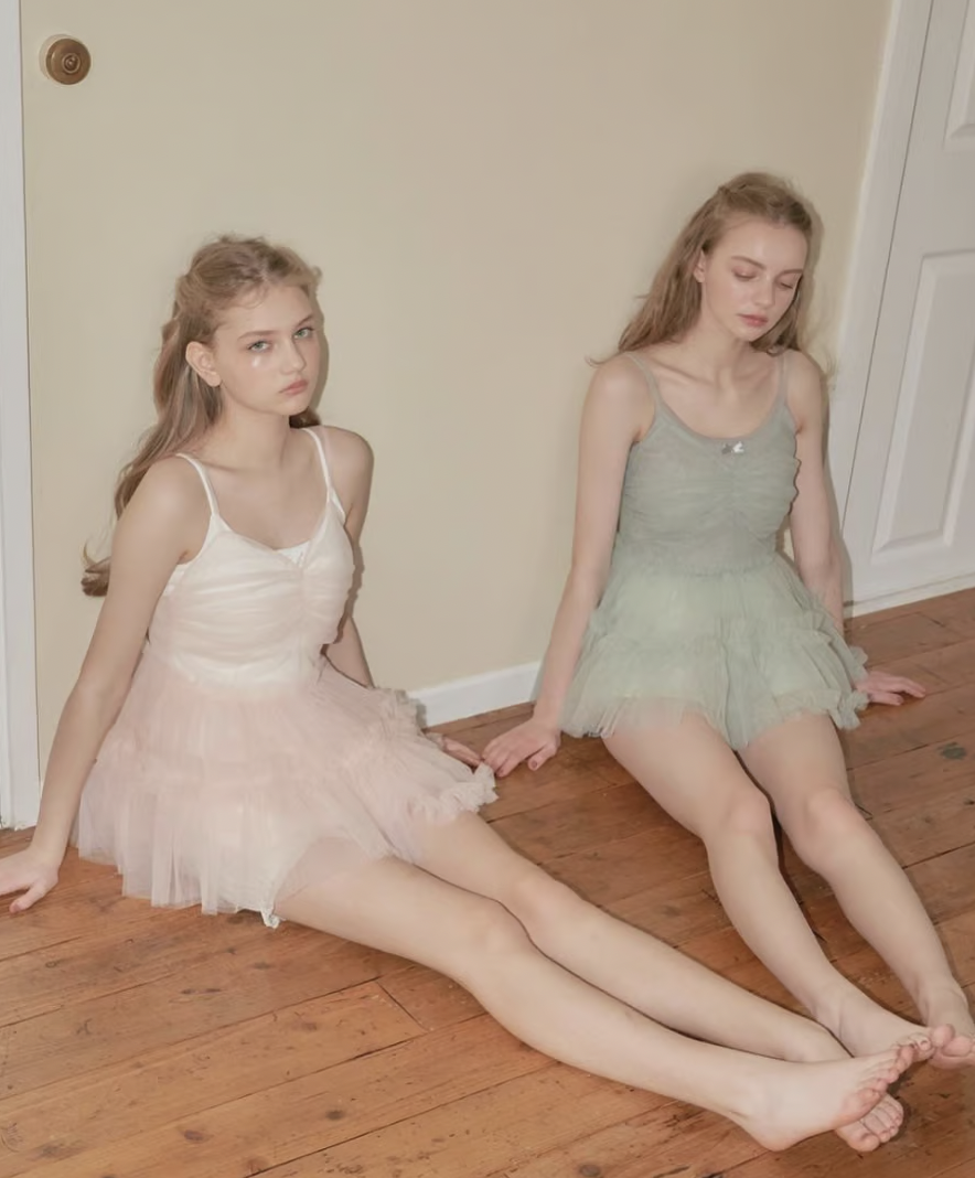 Ballerina fairy tulle peplum tops(mint） Ballerina