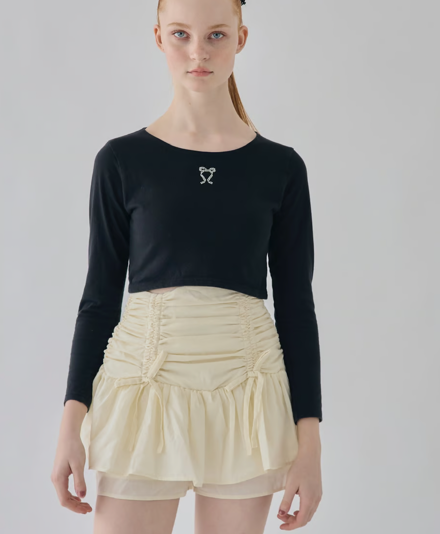 drawstring ribbon tiered skirt pants | ファッション通販