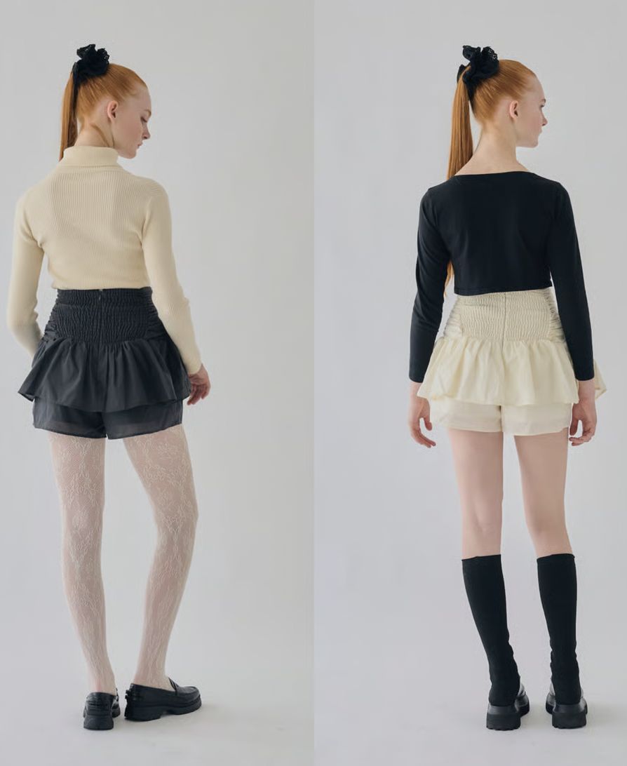 drawstring ribbon tiered skirt pants | ファッション通販