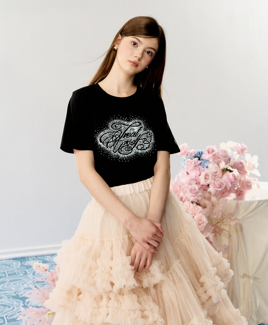 treat ürself treat girl's rhinestone Treat Ürself rhinestone long T-shirts | Treat ü