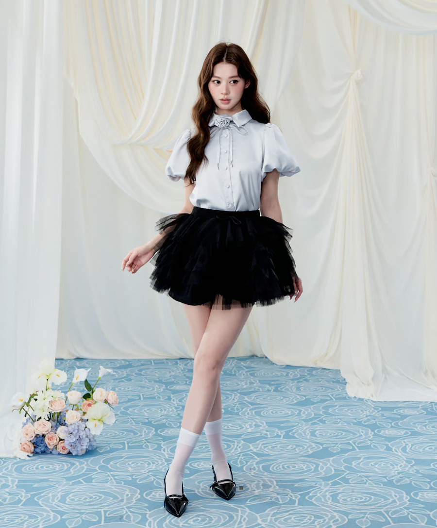 トリートユアセルフRose choker satin puff blouse Rose choker satin puff blouse | ファッション通販サイト NUGU