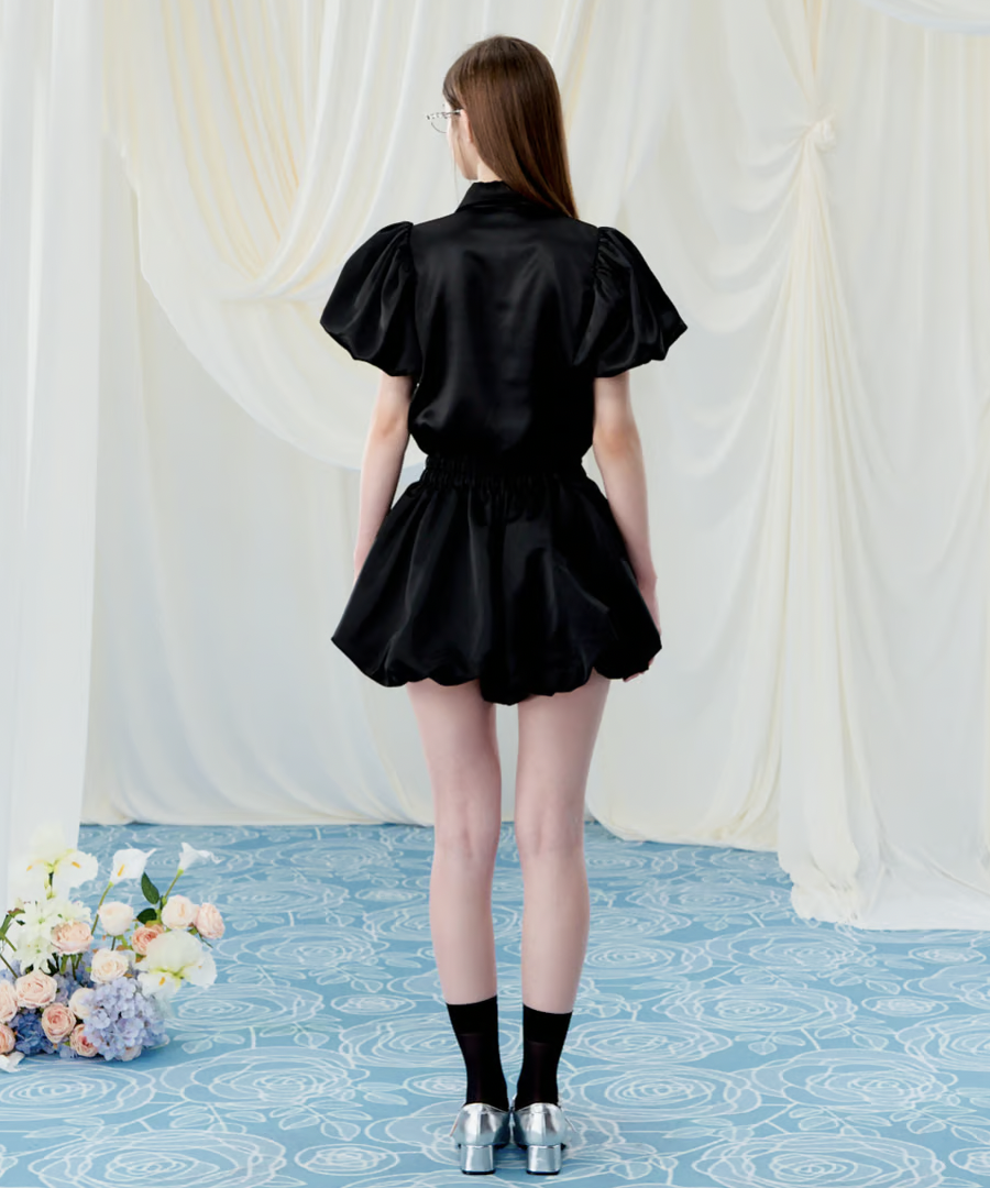Rose choker satin puff blouse 青 Rose choker satin puff blouse | ファッション通販サイト NUGU