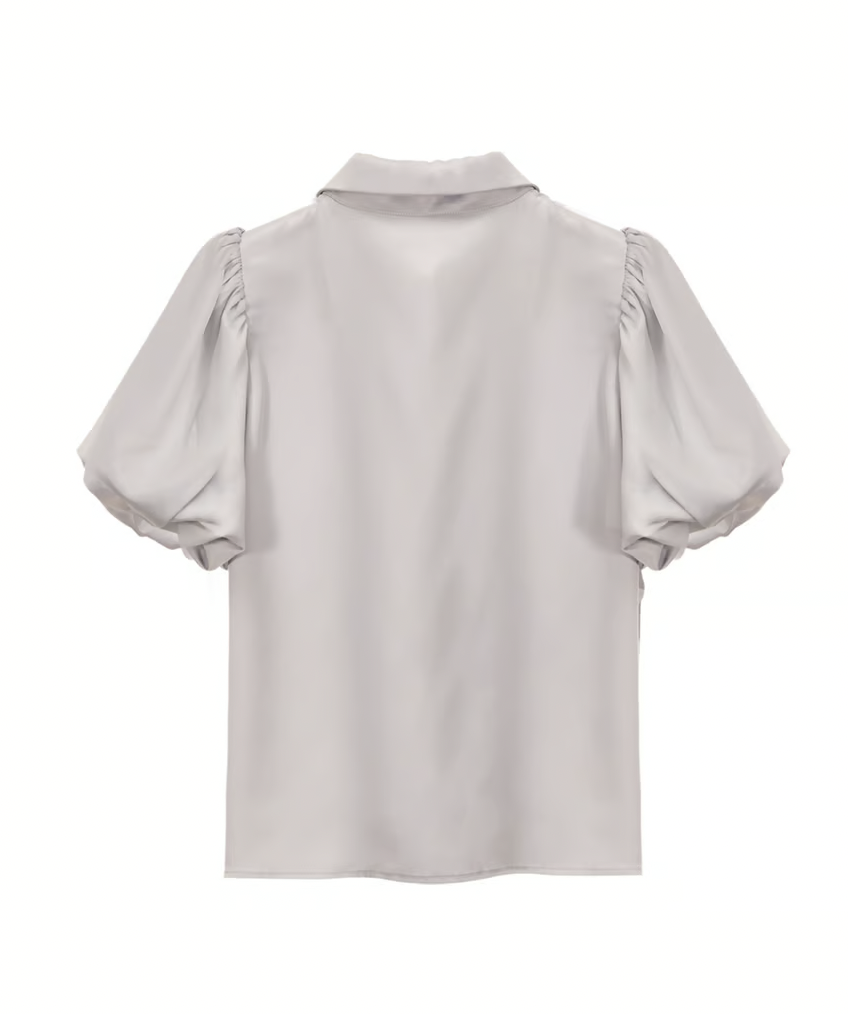 treatürself Rosechoker satin puff blouse Rose choker satin puff blouse(pink) – Treat Ürself