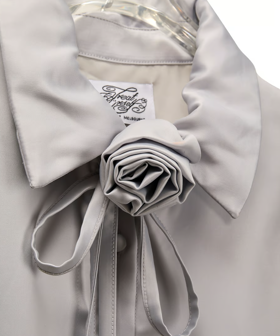 Rose choker satin puff blouse | ファッション通販サイト NUGU