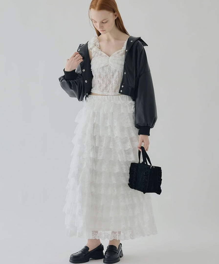 スカート girly lace frill long skirt girly lace frill long skirt | ファッション通販サイト NUGU