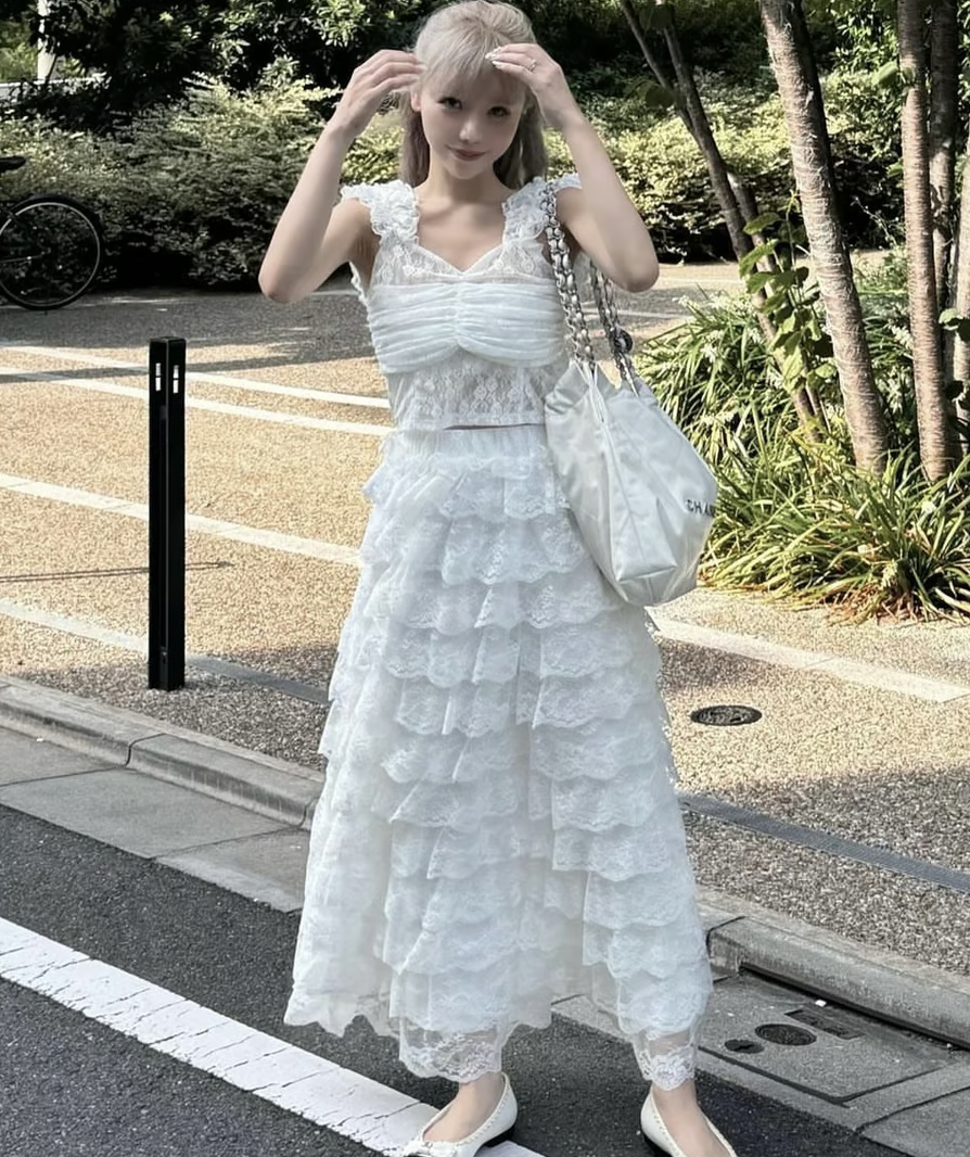 スカート girly lace frill long skirt girly lace frill long skirt | ファッション通販サイト NUGU