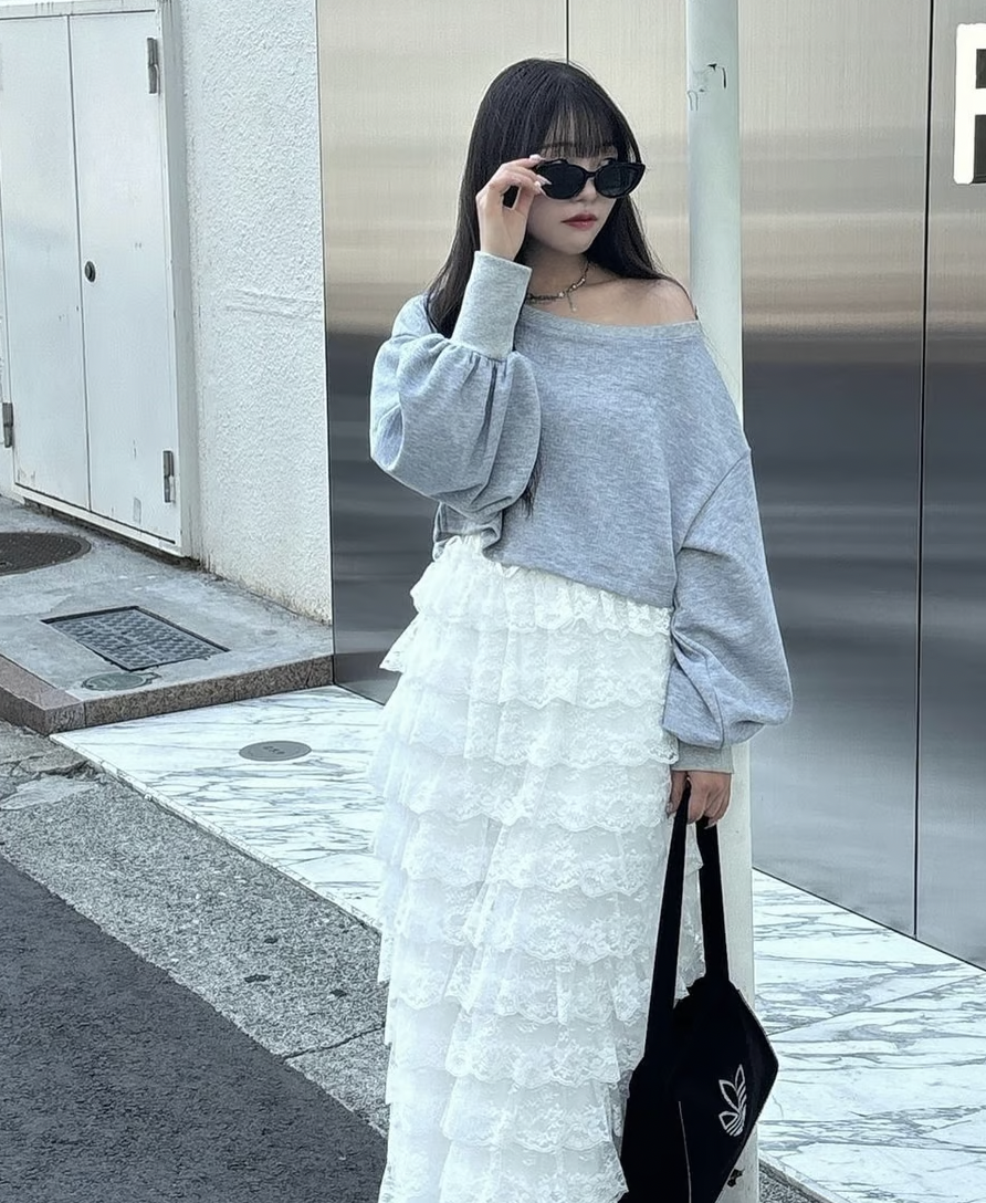girly lace frill long skirt | ファッション通販サイト NUGU